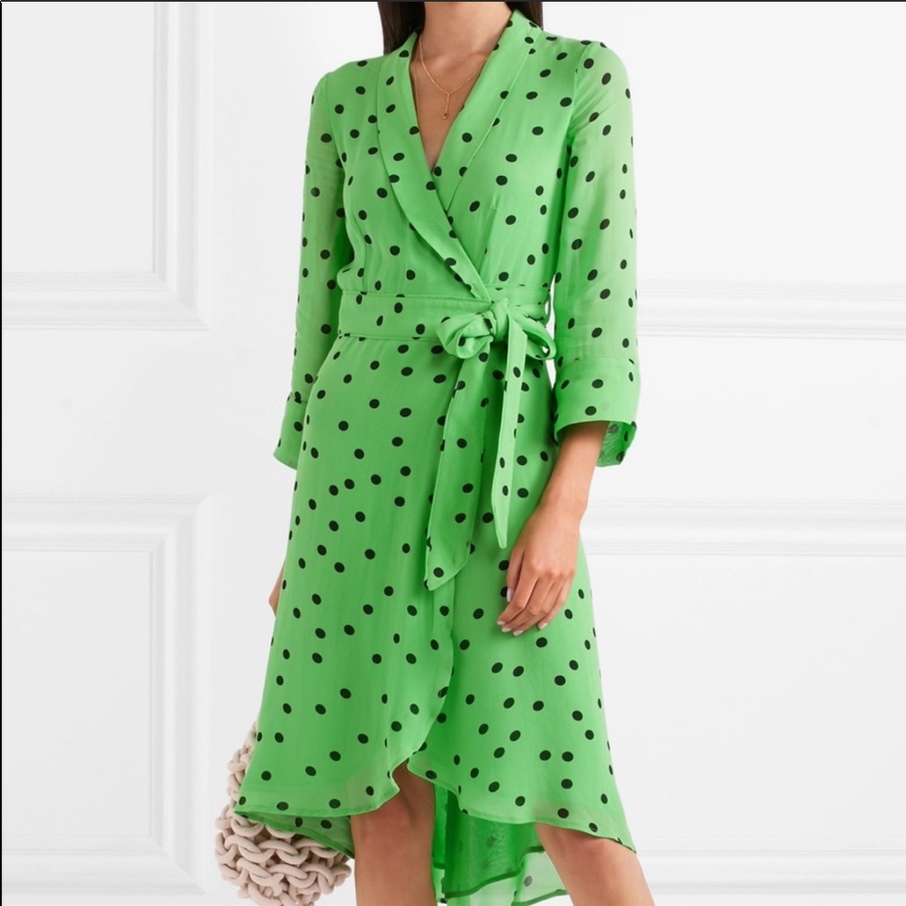 GANNI Polka-dot Georgette Wrap Dress